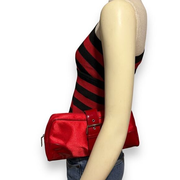 Revolve Dior Vintage Parfum Red Satin Toiletry Bag or Purse Clutch with Buckle - Picture 4 of 12